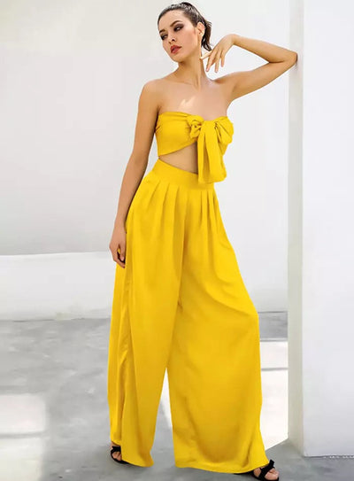 Dream Life Yellow Changeable Top & Wide Leg Trousers Co-Ord - Fashion Genie Boutique