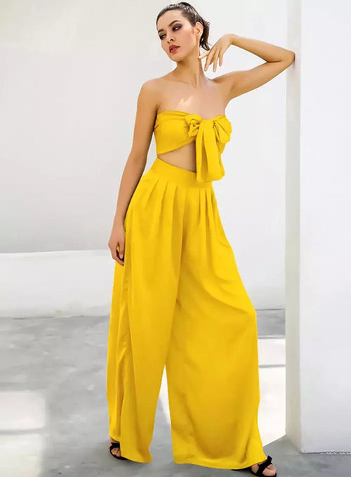 Dream Life Yellow Changeable Top & Wide Leg Trousers Co-Ord - Fashion Genie Boutique