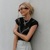 Anya Black Studded T-Shirt - Fashion Genie Boutique