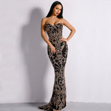 Canterbury Black & Gold Sequin Strapless Maxi Dress - Fashion Genie Boutique