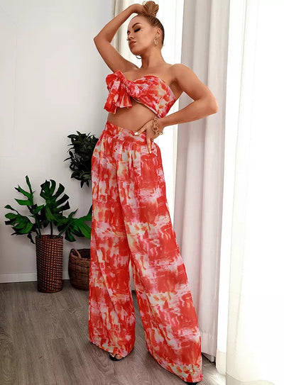 Hadley Red Changeable Top & Wide Leg Trousers Co-Ord - Fashion Genie Boutique