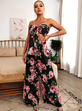 Getaway Black Floral Print Changeable Top & Wide Leg Trousers Co-Ord - Fashion Genie Boutique