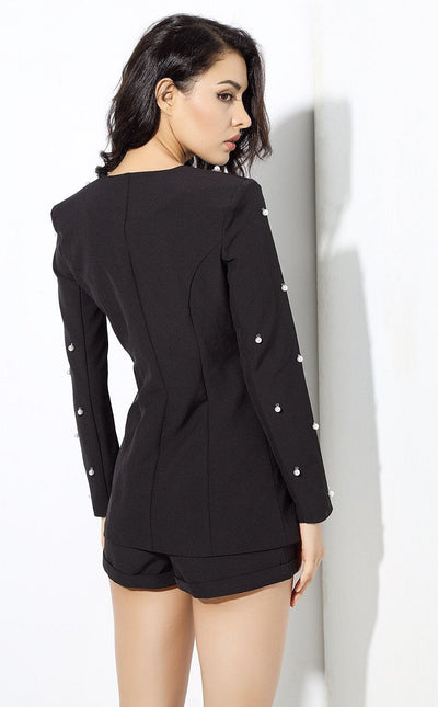 Bethany Black Pearl Shorts and Blazer Co-Ord - Fashion Genie Boutique