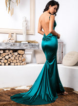 Elegantly Blissful Teal Slinky Maxi Dress - Fashion Genie Boutique