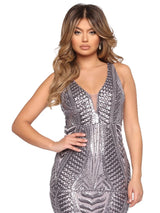 Can’t Stop Me Silver Sequin Maxi Gown Dress - Fashion Genie Boutique