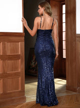 Grandeur Navy Sequin Fishtail Maxi Dress - Fashion Genie Boutique