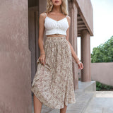 Day Drinks Brown Print Midi Skirt - Fashion Genie Boutique