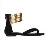 On Trend Black Gold Band Flat Sandals - Fashion Genie Boutique