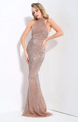 Spotlight Statement Champagne Sequin Fishtail Maxi Dress - Fashion Genie Boutique