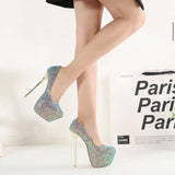 Out Of Reach Blue Sequin Platform Stiletto Heels - Fashion Genie Boutique
