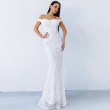 Monroe White Bardot Sequin Maxi Gown Dress - Fashion Genie Boutique