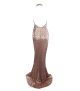 Spotlight Statement Champagne Sequin Fishtail Maxi Dress - Fashion Genie Boutique