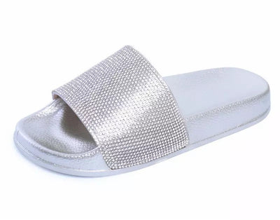 Cosmic Girl Rhinestone Embellished Sliders - Fashion Genie Boutique