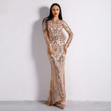 Unrequited Love Rose Gold Sequin Long Sleeve Maxi Dress - Fashion Genie Boutique