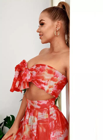 Hadley Red Changeable Top & Wide Leg Trousers Co-Ord - Fashion Genie Boutique