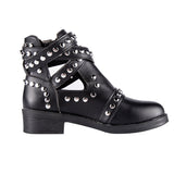 Glamorous Rock Black Studded Ankle Boot - Fashion Genie Boutique