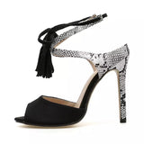 Rock Out Black Snake Print Stiletto Shoes - Fashion Genie Boutique