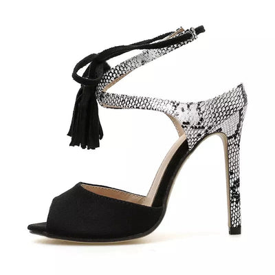 Rock Out Black Snake Print Stiletto Shoes - Fashion Genie Boutique