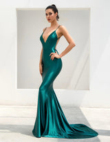 Elegantly Blissful Green Slinky Maxi Dress - Fashion Genie Boutique