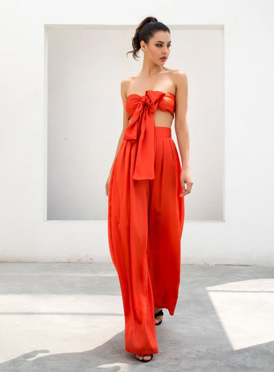 Dream Life Red Changeable Top & Wide Leg Trousers Co-Ord - Fashion Genie Boutique