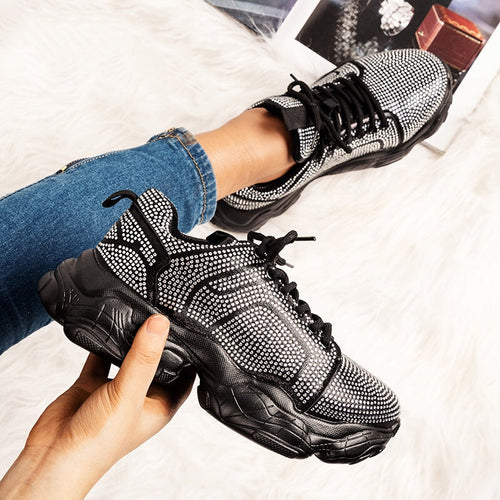 Sparkle Days Black Crystal Embellished Trainers - Fashion Genie Boutique