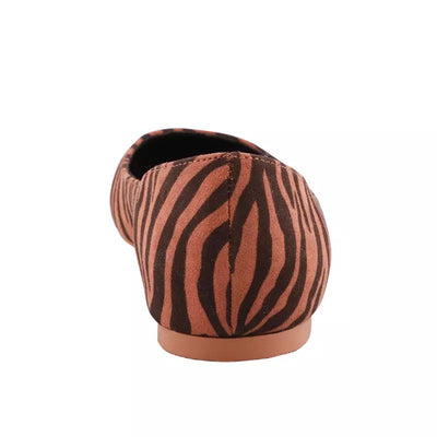Cosmo Girl Brown Zebra Print Flat Pump Shoes - Fashion Genie Boutique