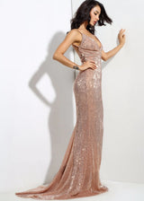 Goal Digger Champagne Sequin Maxi Gown Dress - Fashion Genie Boutique