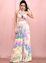 Libby Multi Tie-Dye Print Changeable Top & Wide Leg Trousers Co-Ord - Fashion Genie Boutique