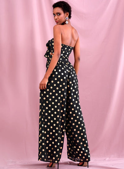 Gracie Black Polka Dot Changeable Top & Wide Leg Trousers Co-Ord - Fashion Genie Boutique