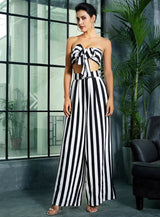 Josie Black & White Stripe Changeable Top & Wide Leg Trousers Co-Ord - Fashion Genie Boutique