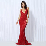 Goal Digger Red Sequin Maxi Gown Dress - Fashion Genie Boutique