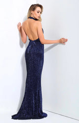 Spotlight Statement Navy Sequin Fishtail Maxi Dress - Fashion Genie Boutique