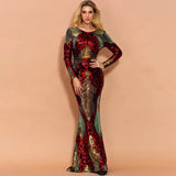 Weekend Glitz Red Long Sleeve Sequin Fishtail Dress - Fashion Genie Boutique