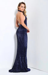 Spotlight Statement Navy Sequin Fishtail Maxi Dress - Fashion Genie Boutique