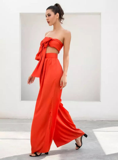 Dream Life Red Changeable Top & Wide Leg Trousers Co-Ord - Fashion Genie Boutique
