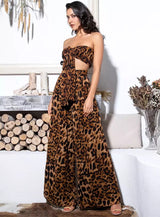 Wild Time Brown Leopard Print Changeable Top & Wide Leg Trousers Co-Ord - Fashion Genie Boutique