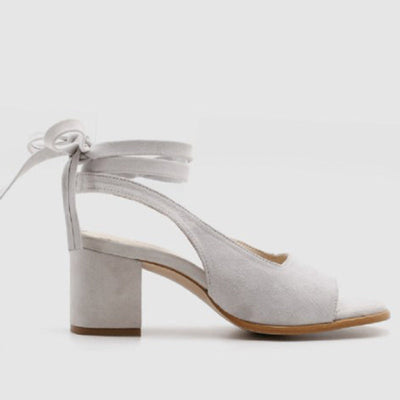 Elita Beige Wrap Around Block Heel Shoes - Fashion Genie Boutique
