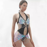 Watch Her Go Metal Halter Bikini Swimsuit - Fashion Genie Boutique