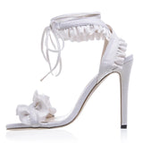 Chrissy White Ruffle High Heel Shoes - Fashion Genie Boutique