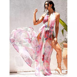 Designer Days Print Floral Print Double Split Maxi Dress - Fashion Genie Boutique