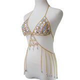 Showtime Glitter Gold Rhinestone Body Bralette - Fashion Genie Boutique