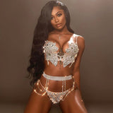 Silver Rhinestone Embellished Body Belt - Fashion Genie Boutique
