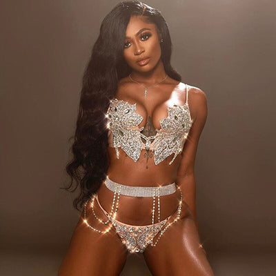 Silver Rhinestone Embellished Body Belt - Fashion Genie Boutique