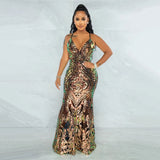 Own The Room Gold Sequin Iridescent Maxi Fishtail Dress - Fashion Genie Boutique