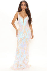 Your Darling Sequin Iridescent Maxi Fishtail Dress - Fashion Genie Boutique