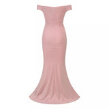 Sweetie Pink Bardot Ruched Maxi Split Dress - Fashion Genie Boutique