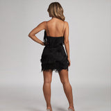 Carbella Black Fringe Mini Dress - Fashion Genie Boutique