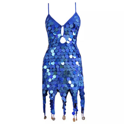 Brighter Than Bright Sequin Tassel Mini Dress - Fashion Genie Boutique