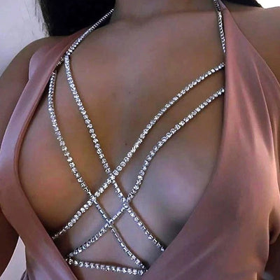 Statement Rhinestone Chain Bra - Fashion Genie Boutique