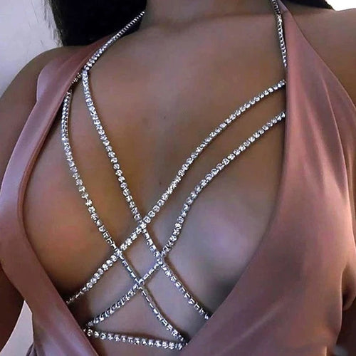 Statement Rhinestone Chain Bra - Fashion Genie Boutique